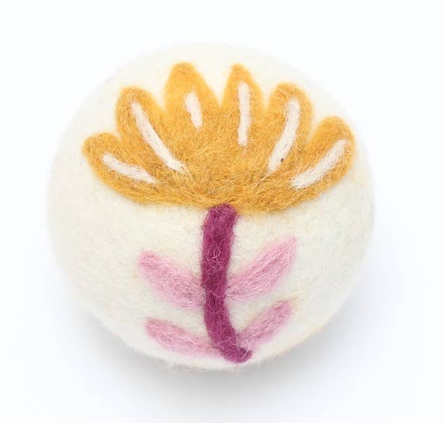 Yellow Flower Wool Dryer Ball