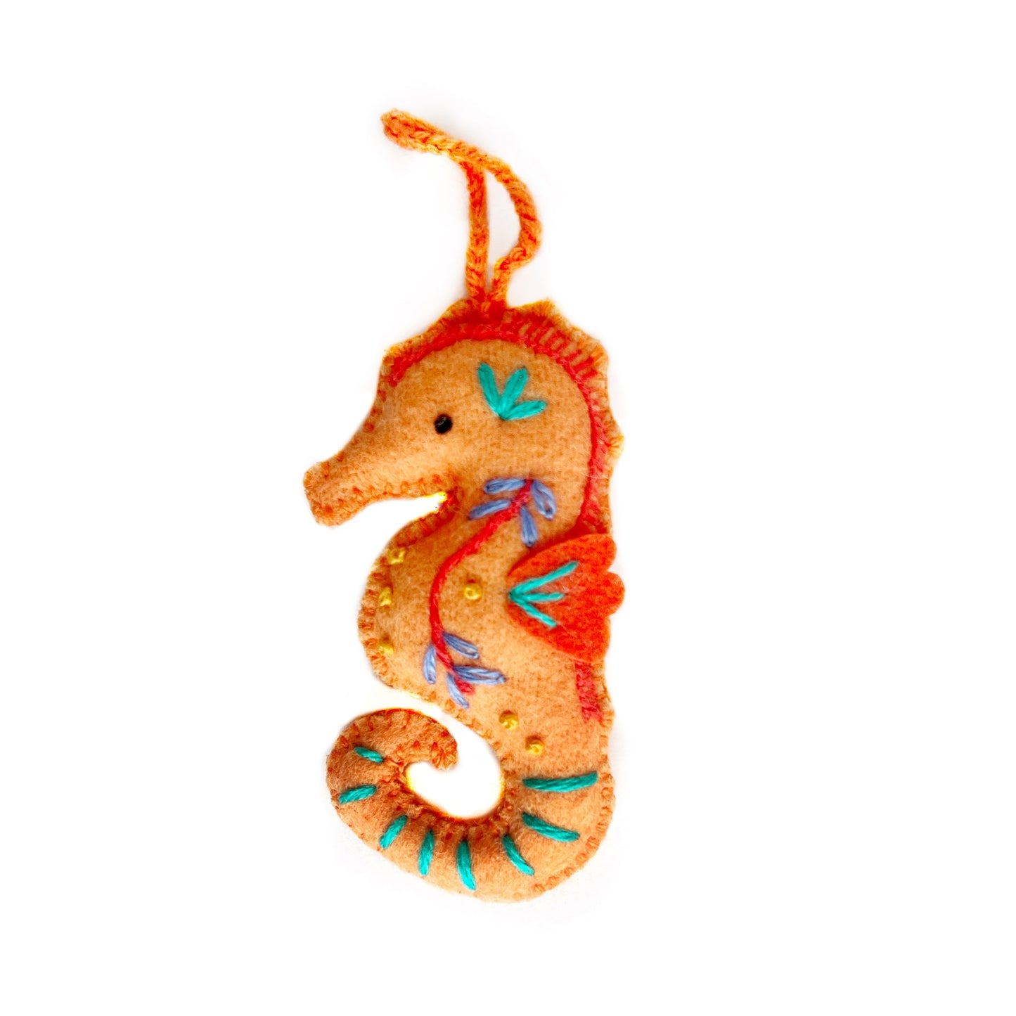 Seahorse Embroidered Felt Wool Ornament