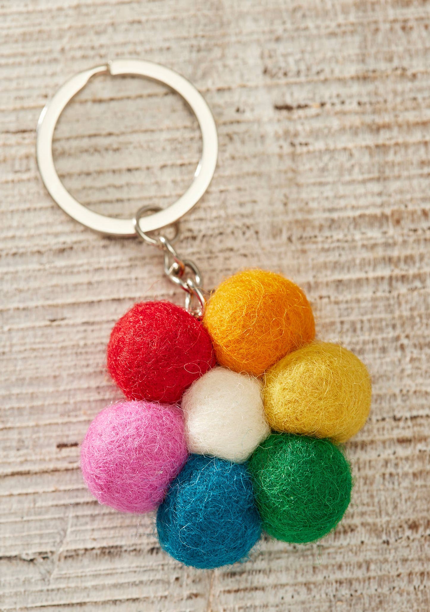Rainbow Flower Felt Keyring