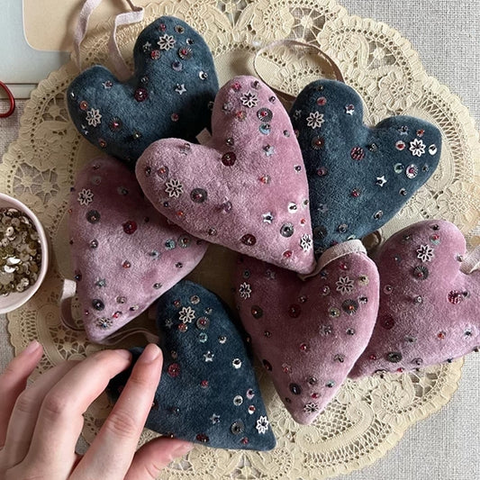 Velvet Confetti Heart Dusty Pink Ornament