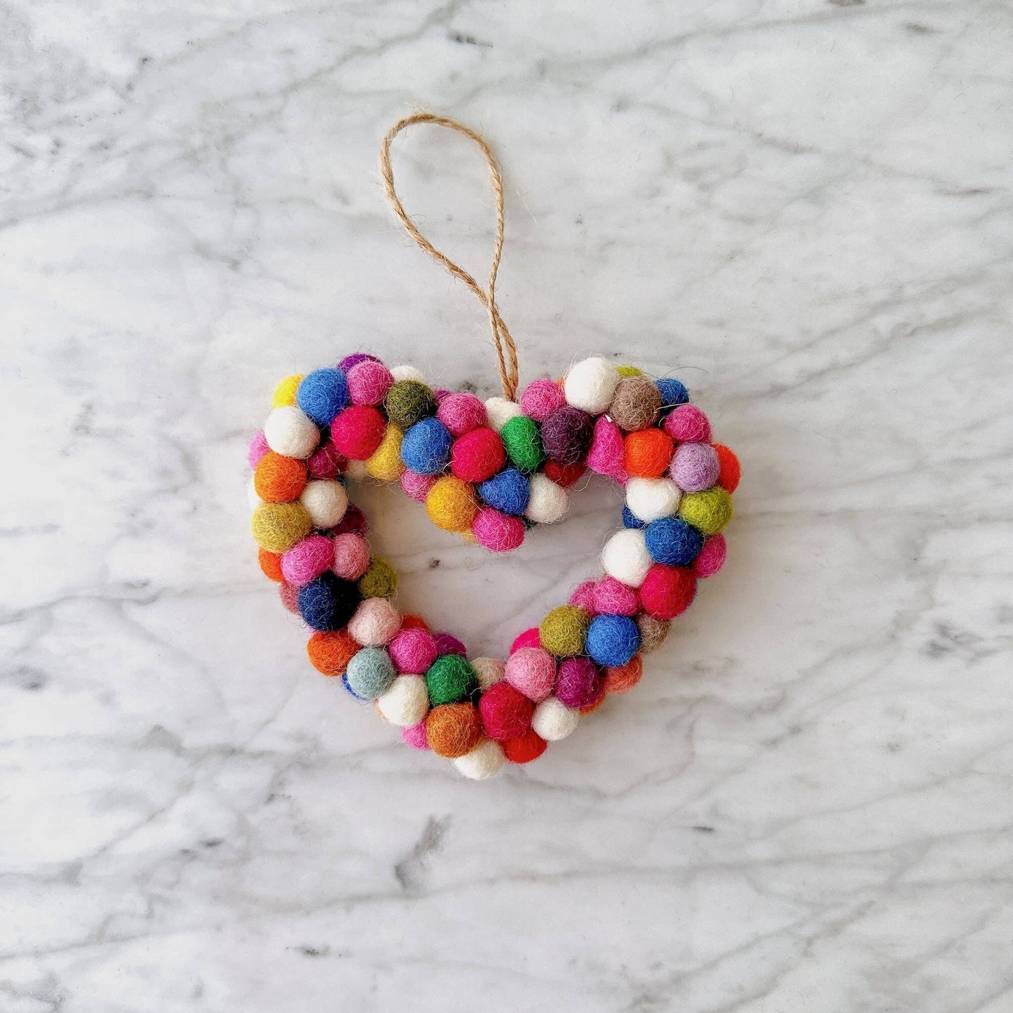 Mini Pompom Heart Wreath Ornament