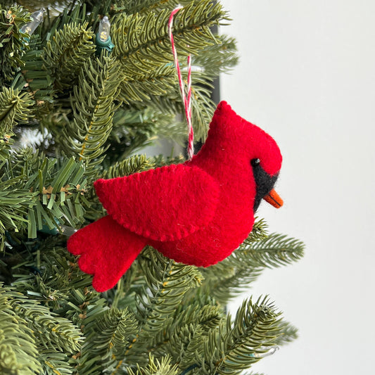 Large Cardinal Felt Wool Christmas Ornament  