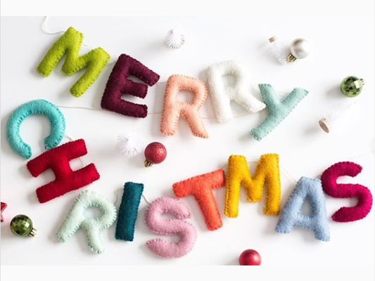 Merry Christmas Letter Garland - Large Letter Size