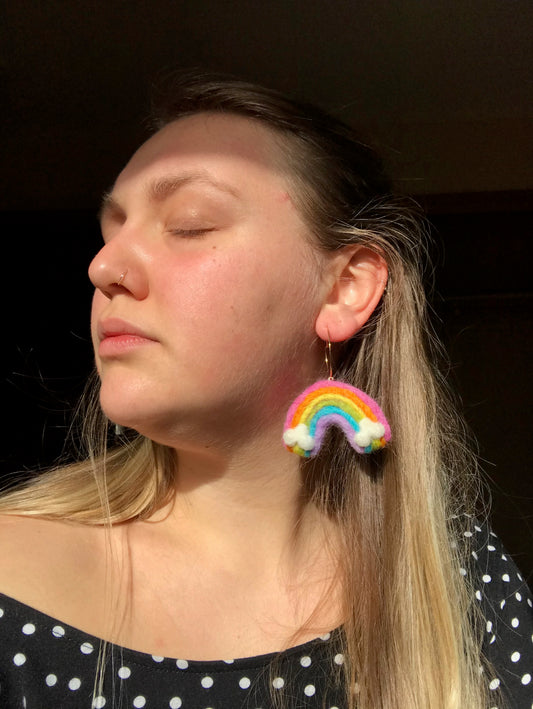 Rainbow Felt Earrings